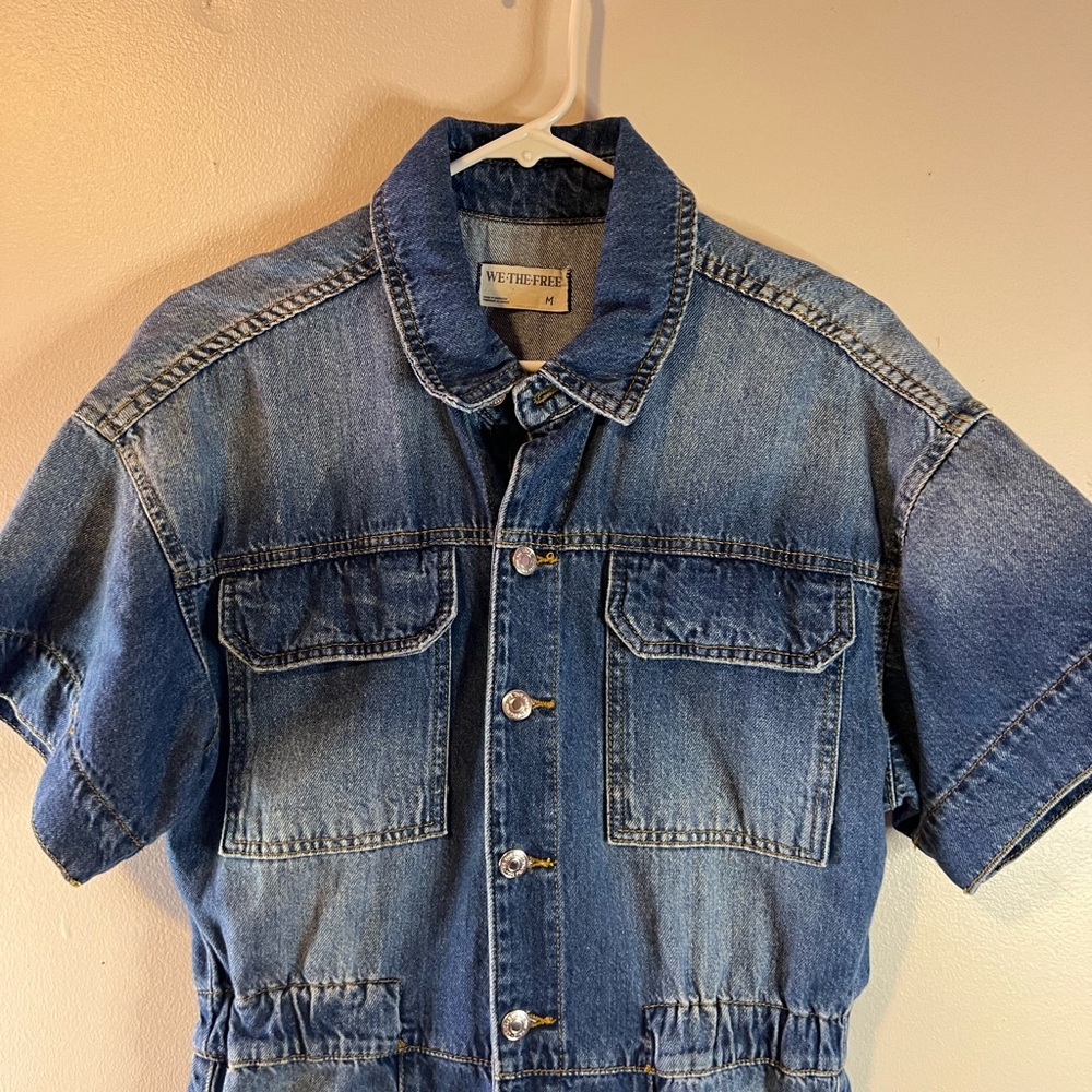 Free People We The Free Marci Denim Coverall Jumpsuit - Picture 4 of 7